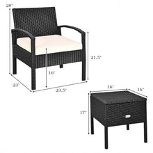 Load image into Gallery viewer, 3 pcs Outdoor Patio Rattan Furniture Set with Cushion
