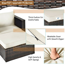 Load image into Gallery viewer, 6 Pcs Patio Rattan Furniture Set with Sectional Cushion-White
