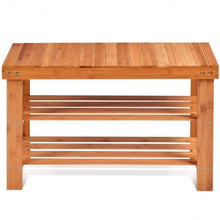 Load image into Gallery viewer, 3 Tier Bamboo Bench Storage Shoe Shelf-Natural
