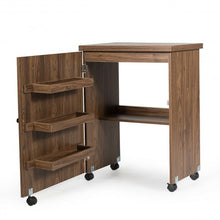 Load image into Gallery viewer, Folding Sewing Craft Table Shelf Storage Cabinet Home Furniture-Brown
