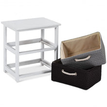 Load image into Gallery viewer, Wooden Storage End Nightstand  with Weaving Baskets-2-Tier

