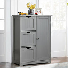 Load image into Gallery viewer, Bathroom Floor Cabinet Side Storage Cabinet with 3 Drawers and 1 Cupboard-Gray
