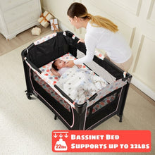 Load image into Gallery viewer, 4-in-1 Convertible Portable Baby Playard with Changing Station-Pink
