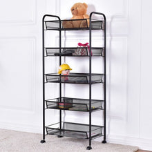 Load image into Gallery viewer, Black/Gray 5 Tier Storage Rack Trolley Cart-Black
