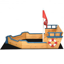 Load image into Gallery viewer, Kids Pirate Boat Wood Sandbox
