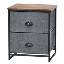 Load image into Gallery viewer, Metal Frame Nightstand Side Table Storage with 2 Drawers-Black
