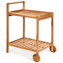 Load image into Gallery viewer, 2-Tier Acacia Rolling Kitchen Trolley Cart

