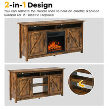 Load image into Gallery viewer, 60”Industrial TV Stand Entertainment Center with Shelve and Cabinet-Brown
