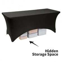 Load image into Gallery viewer, 2Pcs 8 ft Rectangular Spandex Wedding Tablecloth-Black
