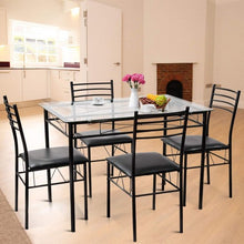 Load image into Gallery viewer, 5 Pieces Dining Set Tempered Glass Top Table &amp; 4 Upholstered Chairs
