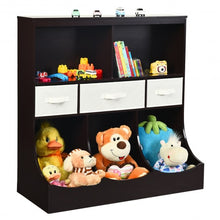 Load image into Gallery viewer, Freestanding Combo Cubby Bin Storage Organizer Unit W/3 Baskets-Brown
