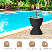 Load image into Gallery viewer, 3 in 1 8 Gallon Patio Rattan Cooler Bar Table with Adjust Ice Bucket-Black
