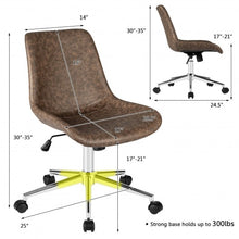 Load image into Gallery viewer, Leather Armless Adjustable Mid-Back Office Chair
