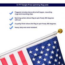 Load image into Gallery viewer, 5/6 Ft Telescoping Flagpole Spinning Wall Mount USA Flag Kit-5&#39;
