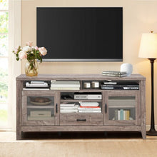 Load image into Gallery viewer, Tall TV Stand with Glass Storage &amp; Drawer
