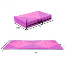 Load image into Gallery viewer, 4&quot; x 10&quot; x 2&quot; Gymnastics Mat Folding Portable Exercise Aerobics Fitness-Purple
