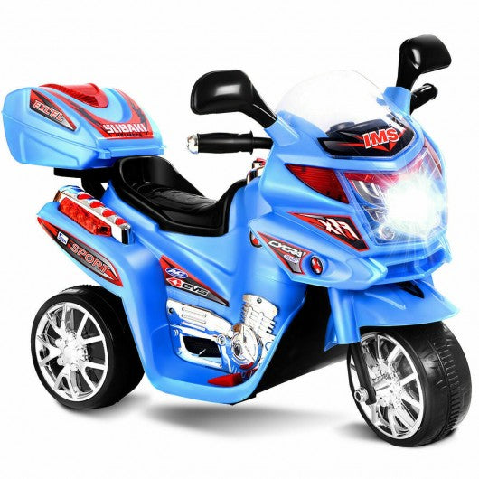 3 Wheel Kids Ride On Motorcycle 6V Battery Powered Electric Toy Bicyle-Blue