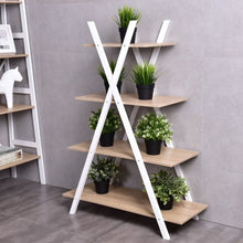 Load image into Gallery viewer, X-Shape 4-Tier Display Shelf Rack Potting Ladder-White
