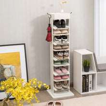 Load image into Gallery viewer, Rotated Shoe Rack 9 Tier Wooden Shoe Organizer -White
