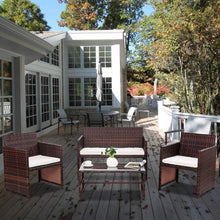 Load image into Gallery viewer, 4 PC Rattan Patio Furniture Set Garden Sofa Cushioned Seat Sofa
