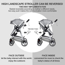 Load image into Gallery viewer, 2 in 1 High Landscape Convertible Reversible Bassinet Pram-Light Gray
