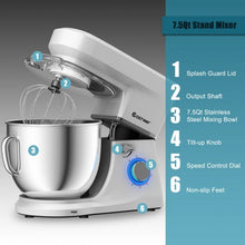Load image into Gallery viewer, 7.5 Qt Tilt-Head Stand Mixer with Dough Hook-Silver
