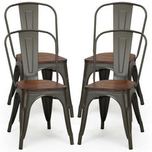 Load image into Gallery viewer, Set of 4 Stackable Tolix Style Metal Wood Dining Chair-Gun
