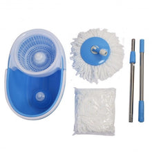 Load image into Gallery viewer, Rotating Head Easy Magic Floor Mop Bucket 2 Heads Microfiber Spin Spinning-blue
