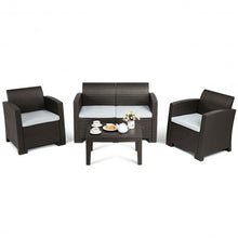 Load image into Gallery viewer, 4 Piece Patio Molded Rattan Sectional Sofa Set-Coffee
