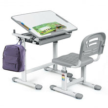 Load image into Gallery viewer, Height Adjustable Children�s Desk Chair Set -Gray

