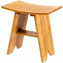 Load image into Gallery viewer, 18&quot; Bamboo Shower Stool Bench with Shelf
