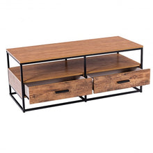 Load image into Gallery viewer, 47&quot; 2-Tier Cocktail 2 Drawer Coffee Table Metal Desk
