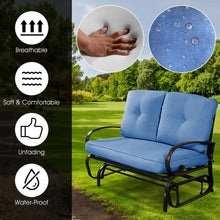 Load image into Gallery viewer, Outdoor Patio Cushioned Rocking Bench Loveseat-Blue
