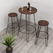 Load image into Gallery viewer, 3 pcs Wood Round Bar Table Bistro Stool Set
