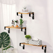 Load image into Gallery viewer, Rustic Wood Wall-Mounted Floating Shelves Set of 3

