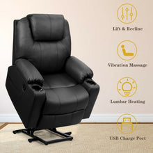 Load image into Gallery viewer, Electric Power Lift Leather Massage Sofa-Black
