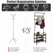 Load image into Gallery viewer, Industrial Coat Shoe Bench Entryway Shelf with 9 Hooks
