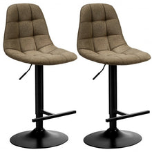 Load image into Gallery viewer, 2Pcs Adjustable Bar Stools Swivel Counter Height Linen Chairs -Brown

