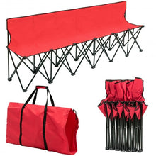 Load image into Gallery viewer, Portable Folding 6 Seats Chair Sideline Sports Bench-Red
