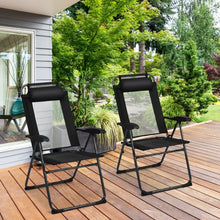 Load image into Gallery viewer, 2 PCS Patio Adjustable Folding Recliner Chairs-Black
