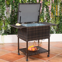 Load image into Gallery viewer, Outdoor Portable Rattan Cooler Cart Trolley
