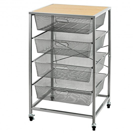 4 Drawer Mesh Shelves Basket Utility Heavy Duty Storage Organizer