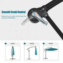 Load image into Gallery viewer, 10 Ft Solar LED Offset Umbrella with 40 Lights and Cross Base for Patio-Turquoise
