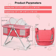 Load image into Gallery viewer, 2 in 1 Foldable Crib with Detachable &amp; Thicken Mattress-Pink
