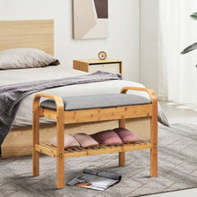 Load image into Gallery viewer, Shoe Rack Bench Bamboo with Storage Shelf -Natural
