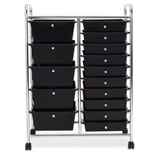 Load image into Gallery viewer, 15-Drawer Utility Rolling Organizer Cart Multi-Use Storage-Black
