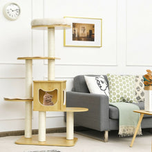 Load image into Gallery viewer, 4 Levels Modern Wood Cat Tower with Washable Mats-Walnut
