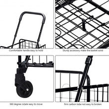 Load image into Gallery viewer, Folding Shopping Cart Basket Rolling Trolley with Adjustable Handle-Black
