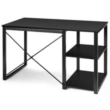 Load image into Gallery viewer, Computer Desk with Bamboo Top &amp; 2 Storage Shelves-Black Desk
