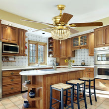 Load image into Gallery viewer, 52&quot; Retro Ceiling Fan Light with Reversible Blades Remote Control-Golden

